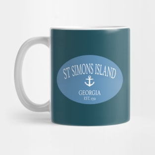 St Simons Island Georgia Sea Islands Anchor Coastal Blue Mug